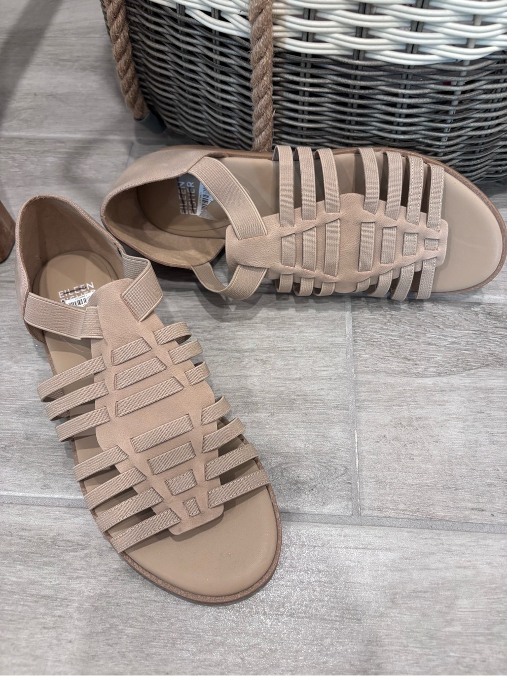 Eileen Fisher Rato Strappy Heel in Honey Elastic and leather straps size 8 - Picture 3 of 7